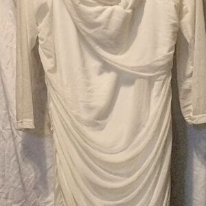 Elegant White Draped Women's Dress